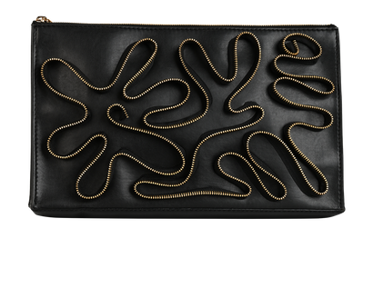 Swirling Zips Clutch, £220, Handbags, Black, Leather, Front view